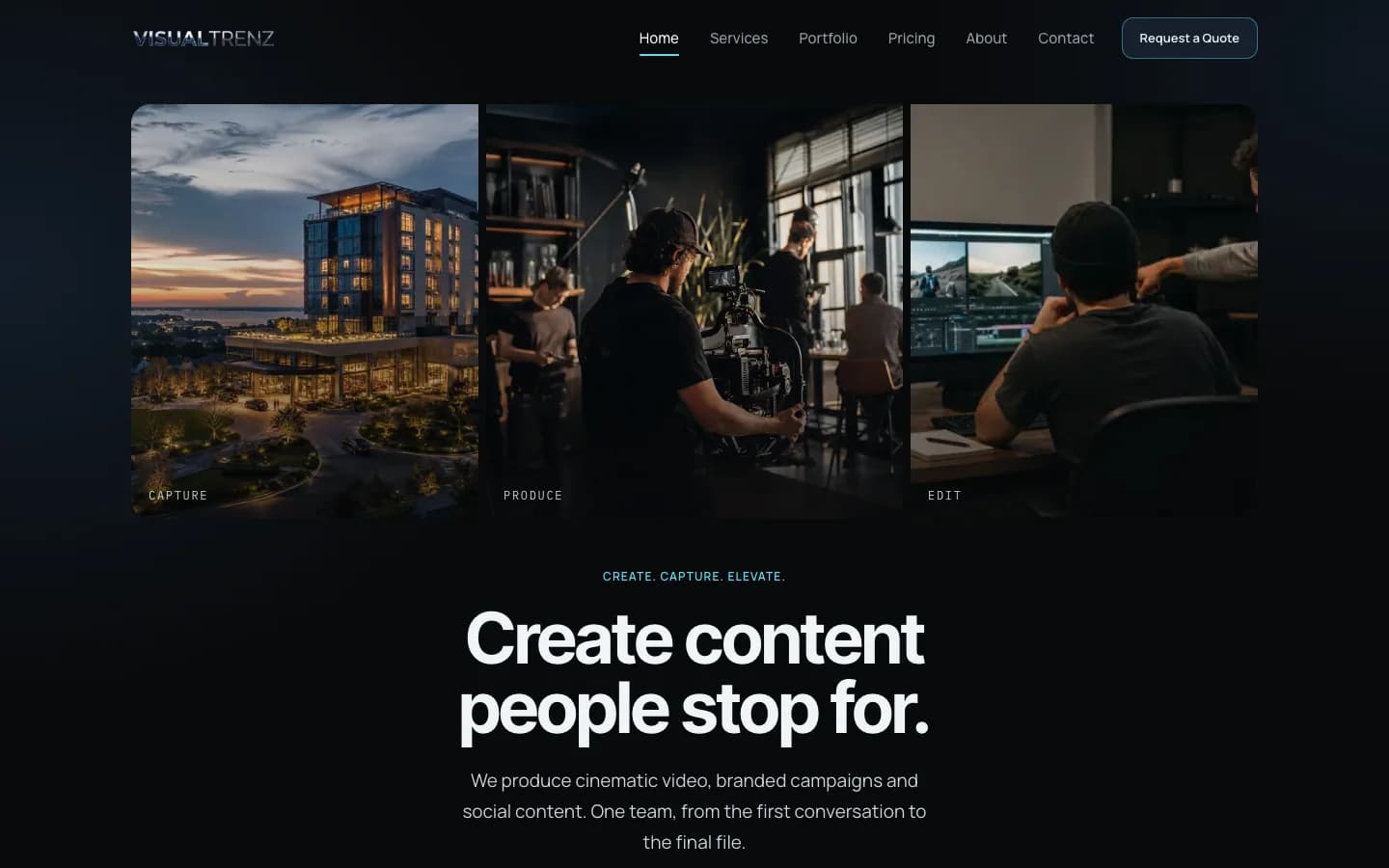 Visual Trenz homepage on desktop