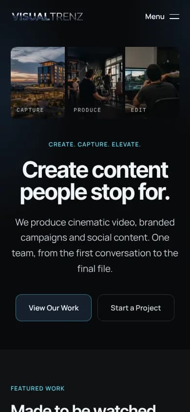 Visual Trenz homepage on a phone